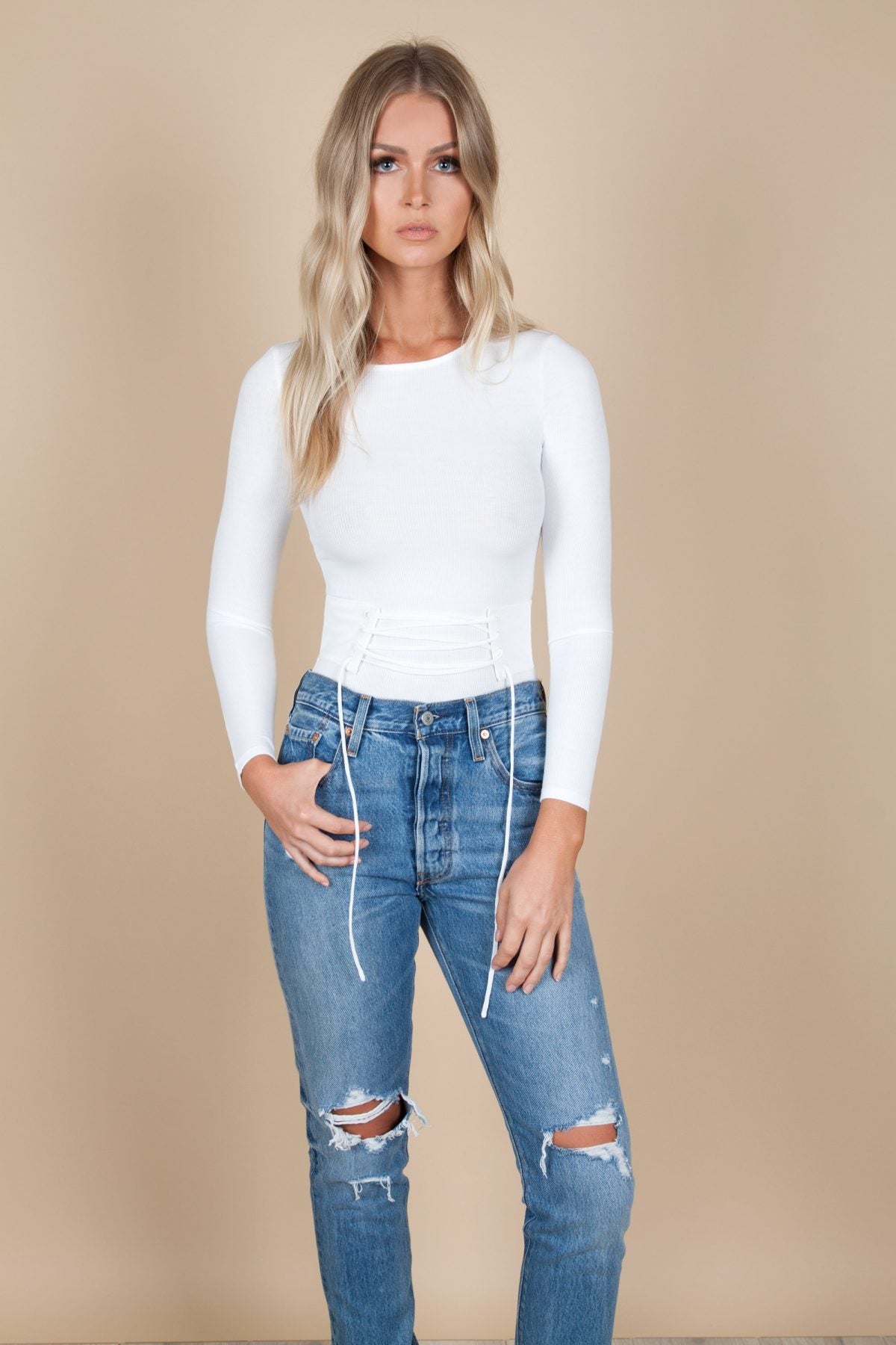 CREW NECK RIBBED BODYSUIT